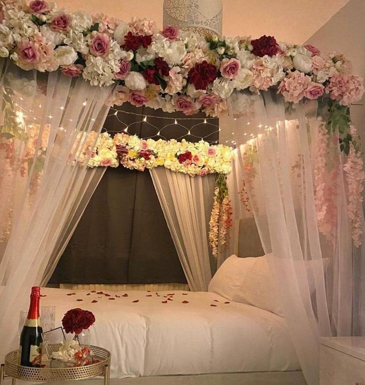 marriage first night room decoration, first night after marriage room decoration